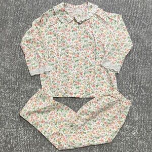 EUC handmade vintage Floral print button down Pajamas set size 5/6